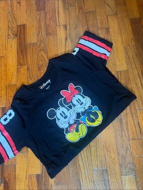 Disney Black Tee with Mickey & Minnie Colorful Graphic